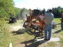 sawing locust for a horse barn